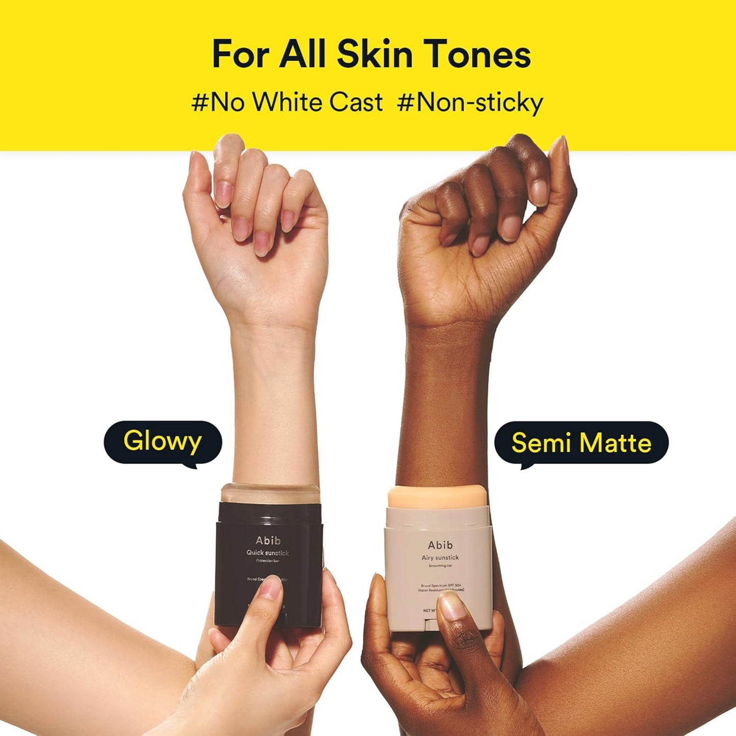 Airy Sunstick Protection Bar SPF50+ Broad Spectrum, Semi-Matte Sunscreen Stick for Oily & Combination Skin, No White Cast, Water-Resistant, Korean Sunscreen, 0.81 oz / 23 g
