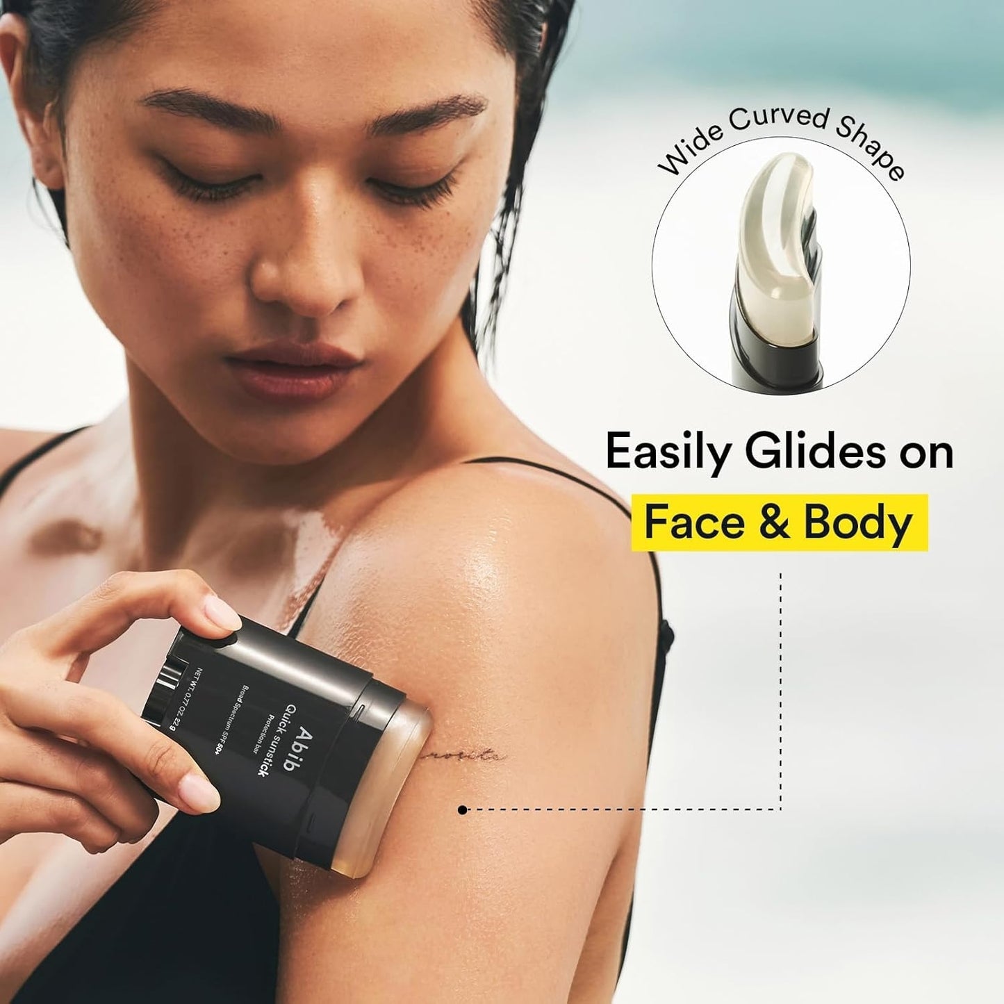 Quick Sunstick Protection Bar SPF50+ Broad Spectrum, Glowy Sunscreen Stick for Dry & Sensitive Skin, No White Cast, With Centella & Aloe, Korean Sunscreen, 0.77 oz / 22 g
