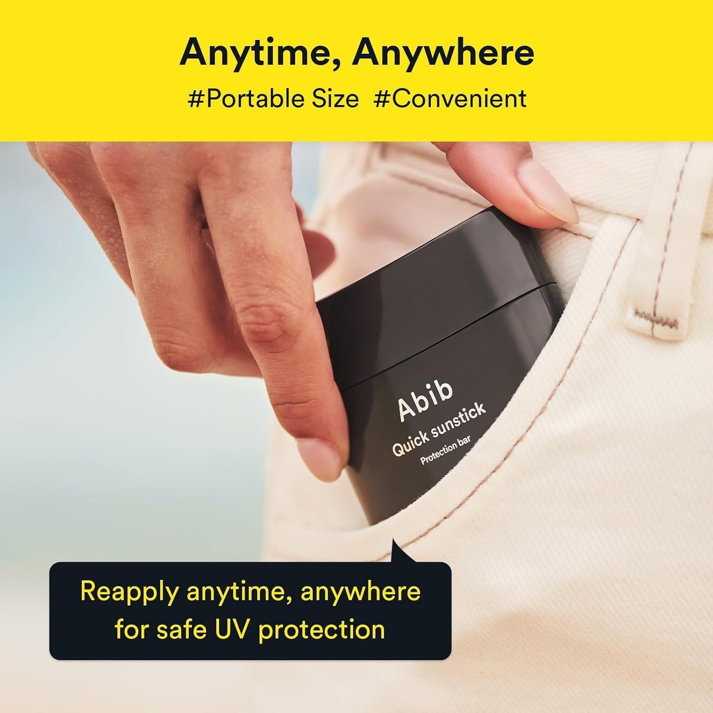 Quick Sunstick Protection Bar SPF50+ Broad Spectrum, Glowy Sunscreen Stick for Dry & Sensitive Skin, No White Cast, With Centella & Aloe, Korean Sunscreen, 0.77 oz / 22 g