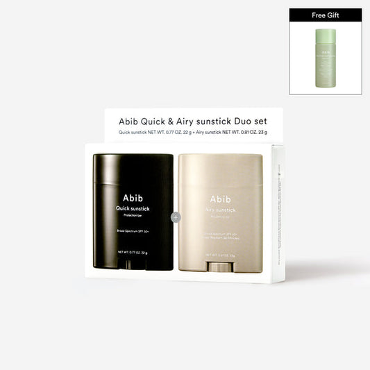 Airy & Quick Sunstick DUO SPF50+ Broad Spectrum Semi-Matte & Quick Glowy Finish, No White Cast, Korean Sunscreen Stick for All Skin Types, 2 Count